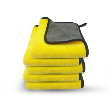 Pack of 5 – Yellow & Grey Double-Sided Microfibre Cloths 40x40cm